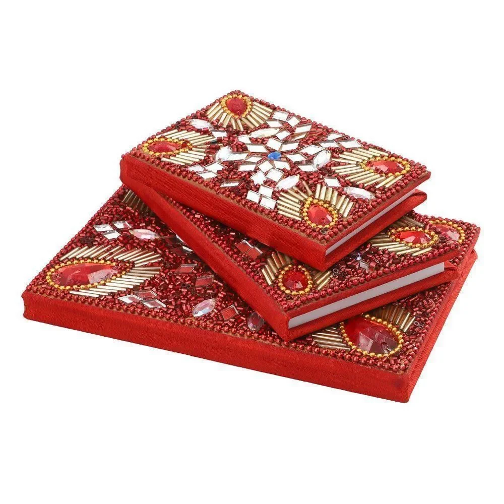 Bedazzled Diary Journals Red Set Of (3)